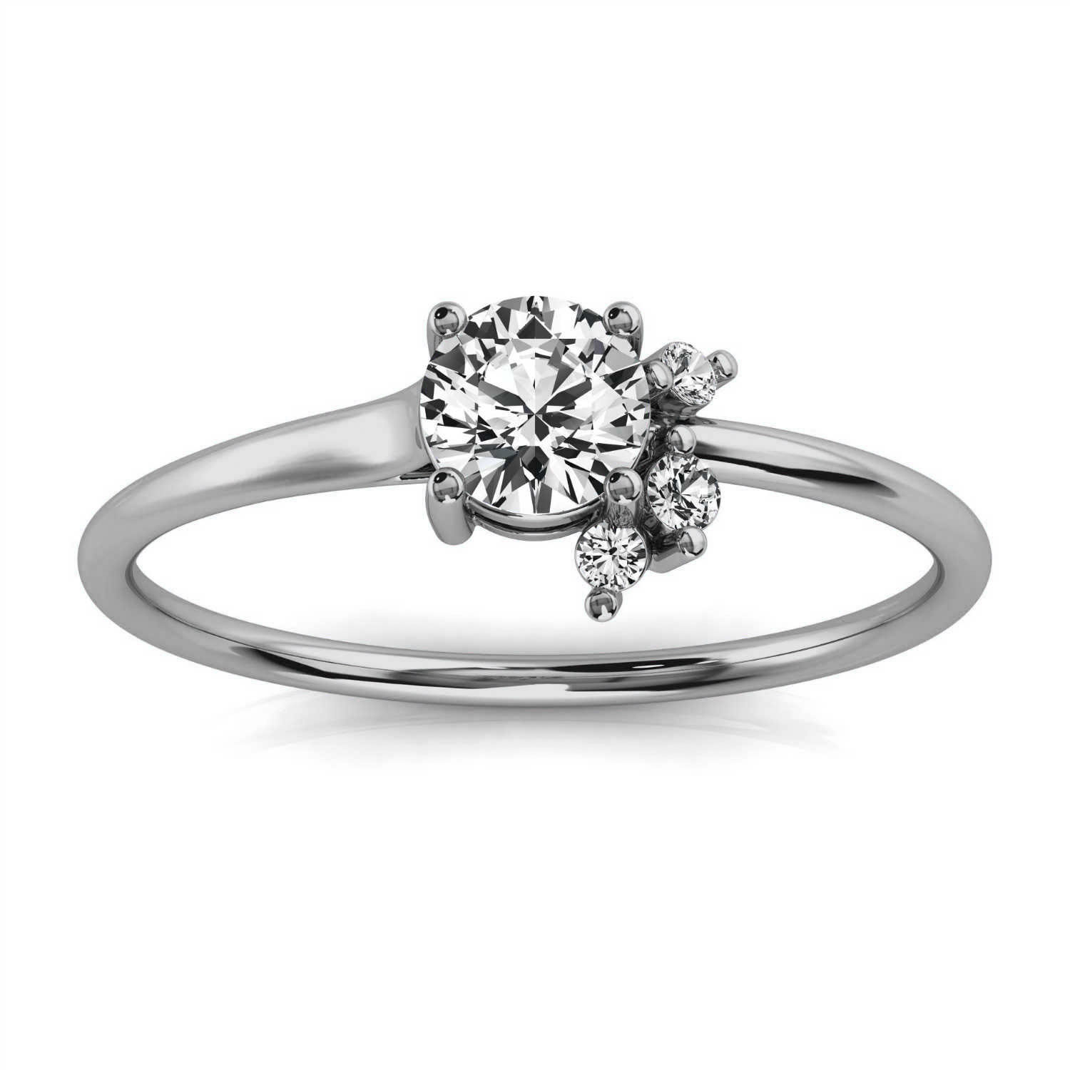 14K White Gold Pernella Petite Earthy Organic Design Lab Grown Diamond Ring (1/20 ct. tw)